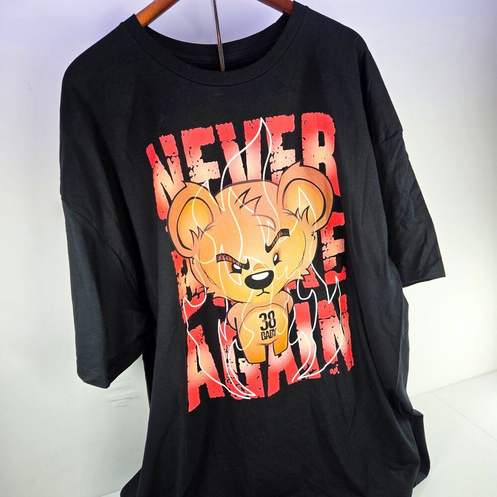 Never Broke Again Bear Graphic Tee Black Size 3XL